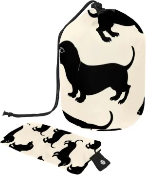 Many Dark Dachshund Dogs Travel Cosmetic Bags Makeup Bag for Women, Foldable Drawstring Travel Cosmetic Bags, Portable Toiletry Bucket Bag