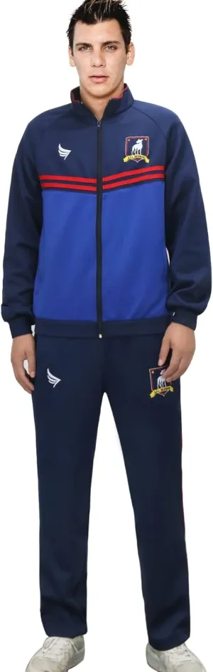 Mens Football Coach Costume Blue Jacket Pants Tracksuit Coat Soccer Suit Sportswear Training Halloween Cosplay Outfit