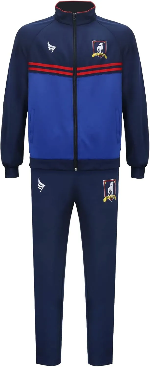 Mens Football Coach Costume Blue Jacket Pants Tracksuit Coat Soccer Suit Sportswear Training Halloween Cosplay Outfit