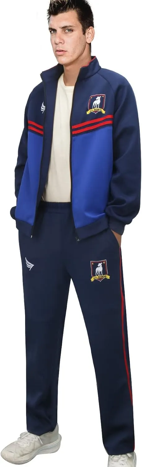 Mens Football Coach Costume Blue Jacket Pants Tracksuit Coat Soccer Suit Sportswear Training Halloween Cosplay Outfit