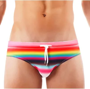 Mens Swim Briefs Sexy Triangle Graphic Print Beach Shorts Moisture Wicking Swimwear for Board Lightweight Summer Fashion