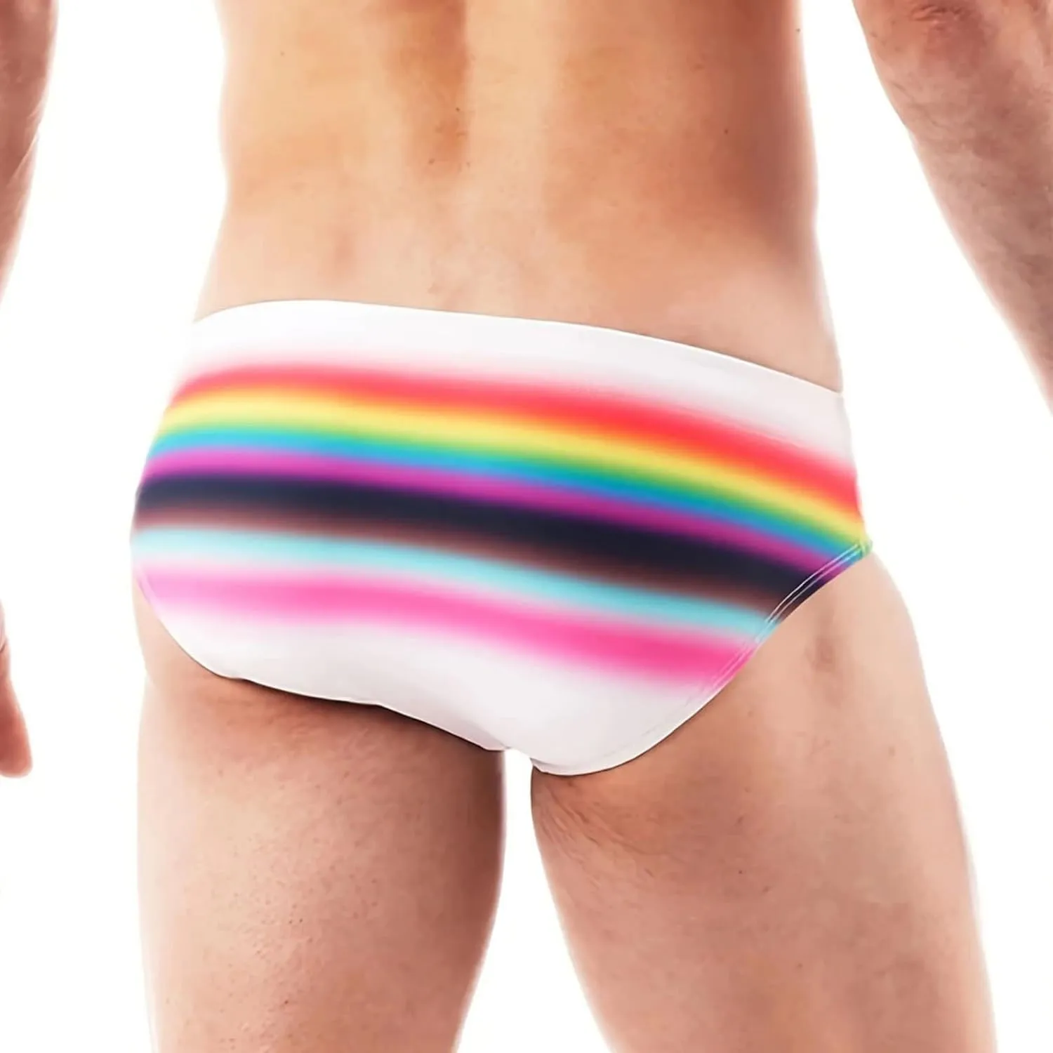 Mens Swim Briefs Sexy Triangle Graphic Print Beach Shorts Moisture Wicking Swimwear for Board Lightweight Summer Fashion