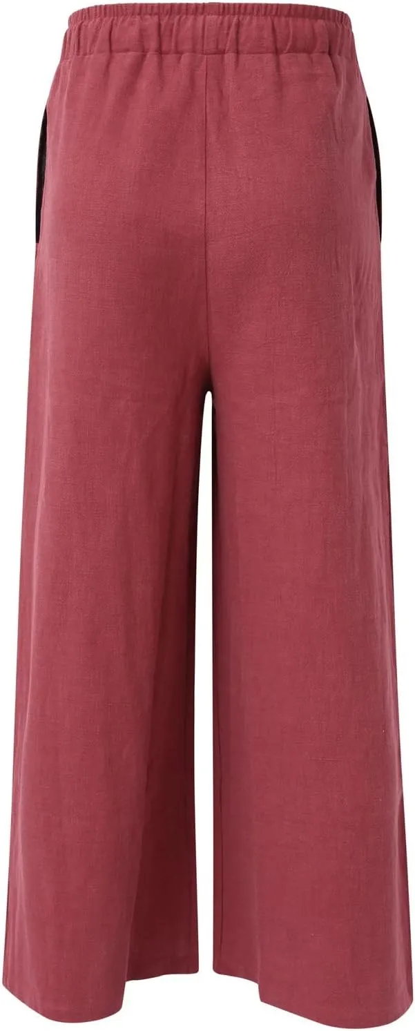 Mens Wide Leg Casual Yoga Harem Pants Linen Hip Hop Hippie Joggers Pants Big and Tall Loose Fit Straight-Leg Trousers
