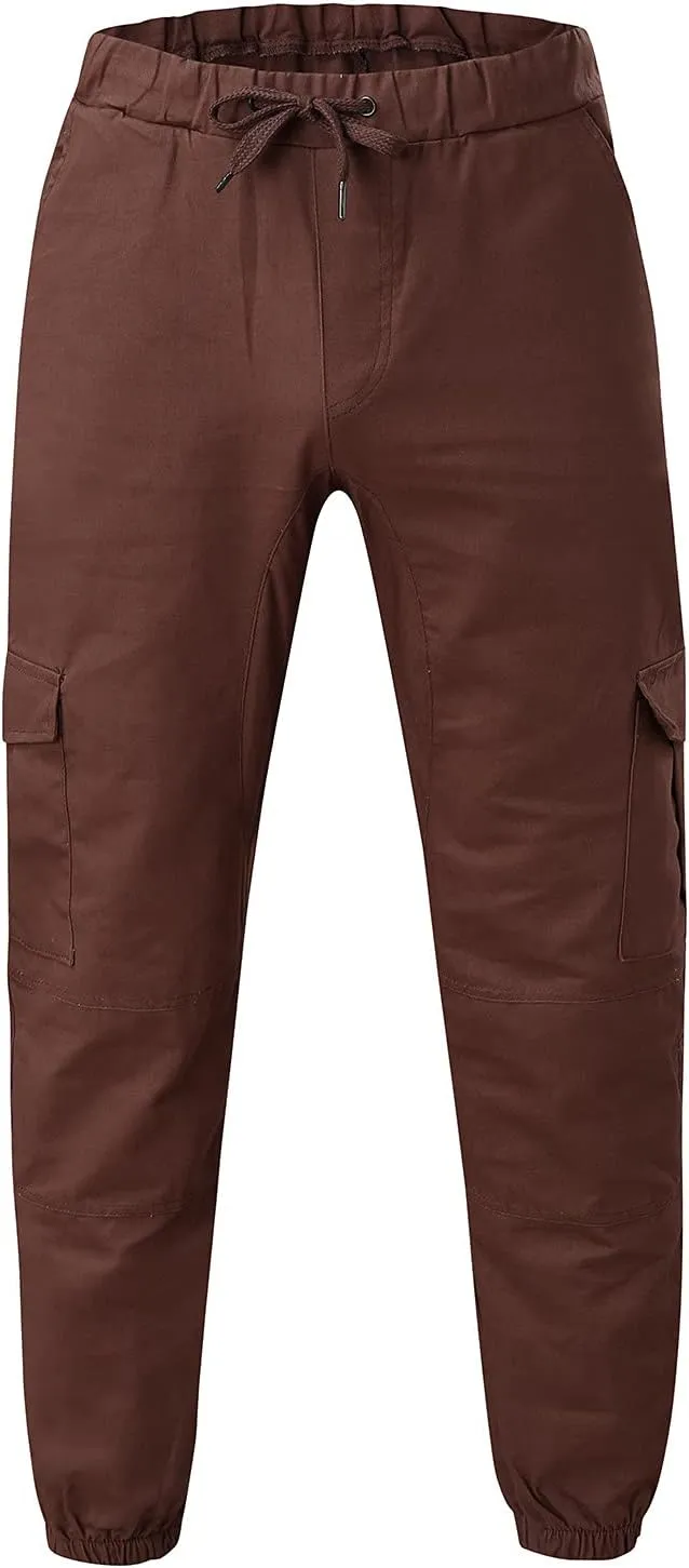 Mens Workout Cargo Sweatpants Joggers Pants Cotton Drawstring Chino Cargo Pants for Hiking Outdoor Jogging Mens Cargo