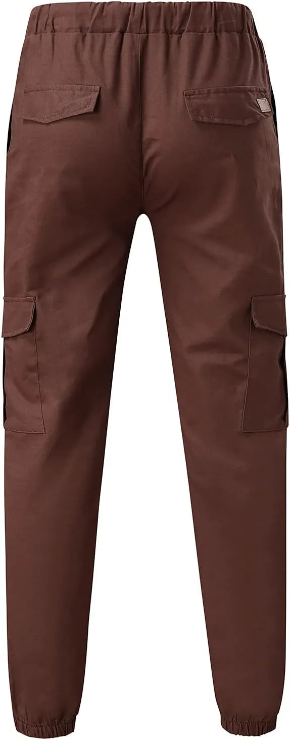 Mens Workout Cargo Sweatpants Joggers Pants Cotton Drawstring Chino Cargo Pants for Hiking Outdoor Jogging Mens Cargo
