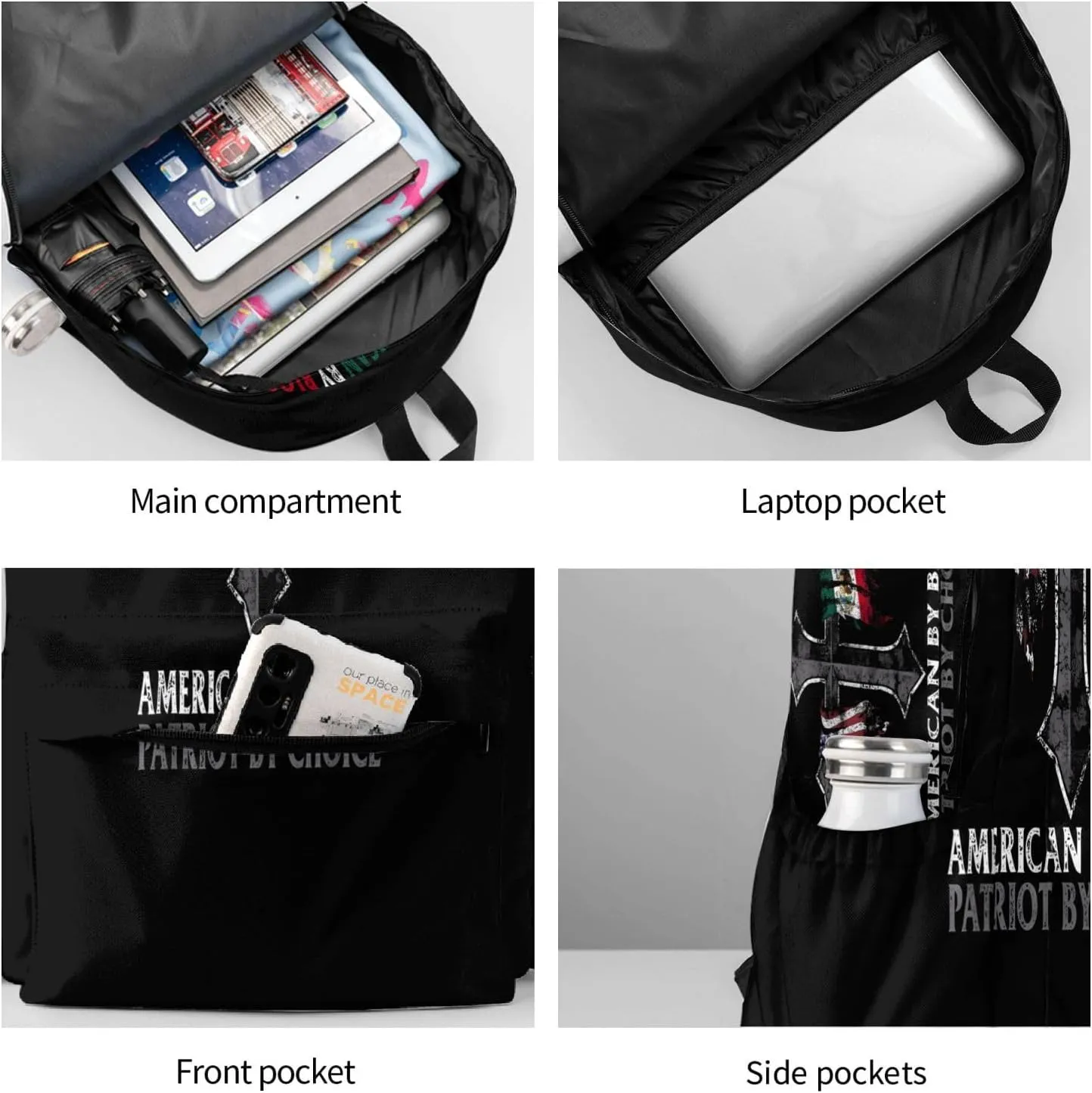 Mexican By Blood American By Birth Patriot By Choice Laptop Commuter Backpack Shoulder Bag Casual Back Pack Daypack Bags With Side Pockets For Work Travel Daily Use