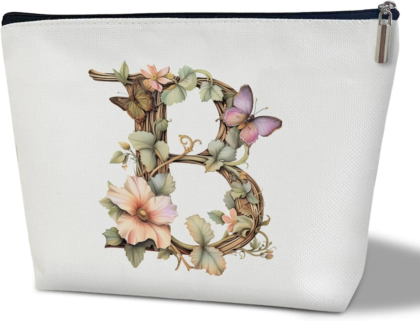 Monogrammed Makeup Bag Gifts for Women, Personalized Initial Letter B Small Cosmetic Bag for Purse Zipper Travel Toiletry Bag Birthday Gift for Friend Daughter Wedding Gift for Bridal Bridesmaid -B02