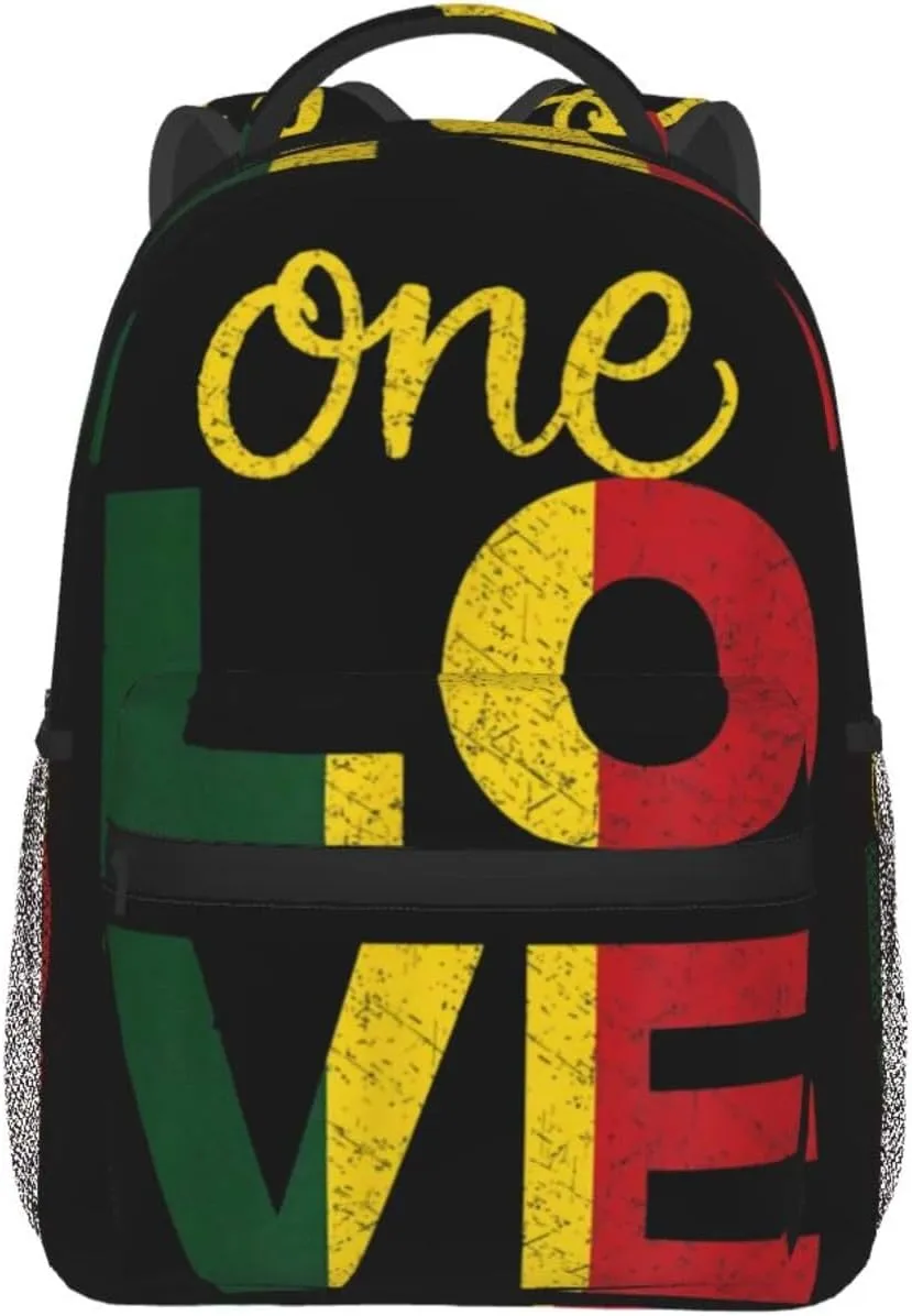 One Loves Jamaican Rasta Reggae Backpack Double Shoulder Bag 15 Inch Laptop Bagpack for Hiking Work Camping Travel