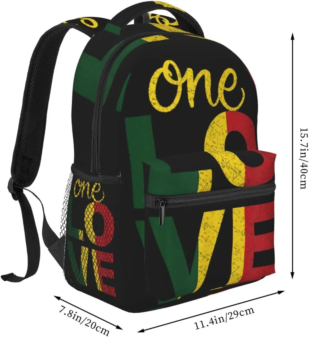 One Loves Jamaican Rasta Reggae Backpack Double Shoulder Bag 15 Inch Laptop Bagpack for Hiking Work Camping Travel