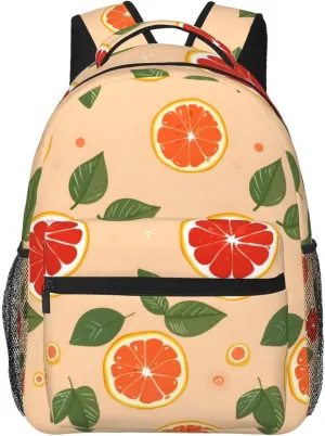 Orange Cartoon Print Lightweight Laptop Backpack Lightweight Multipurpose Travel Casual Daypack Unisex College Backapcks for Men Women Adults Hiking Traveling Camping