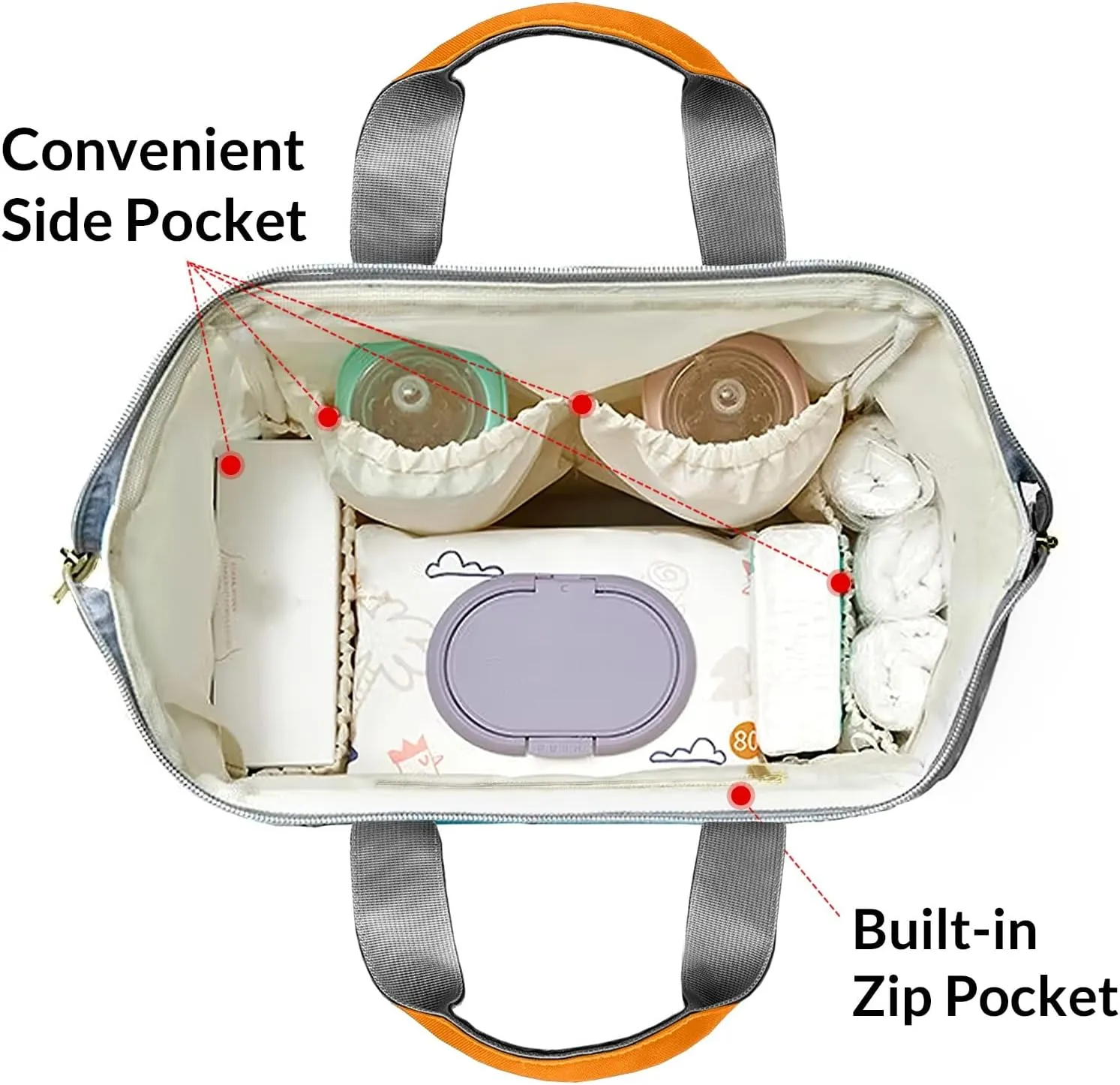 Orange Green Mummy Bag Custom with Name Tote Bag Personalized Diaper Bag Backpacks Gift