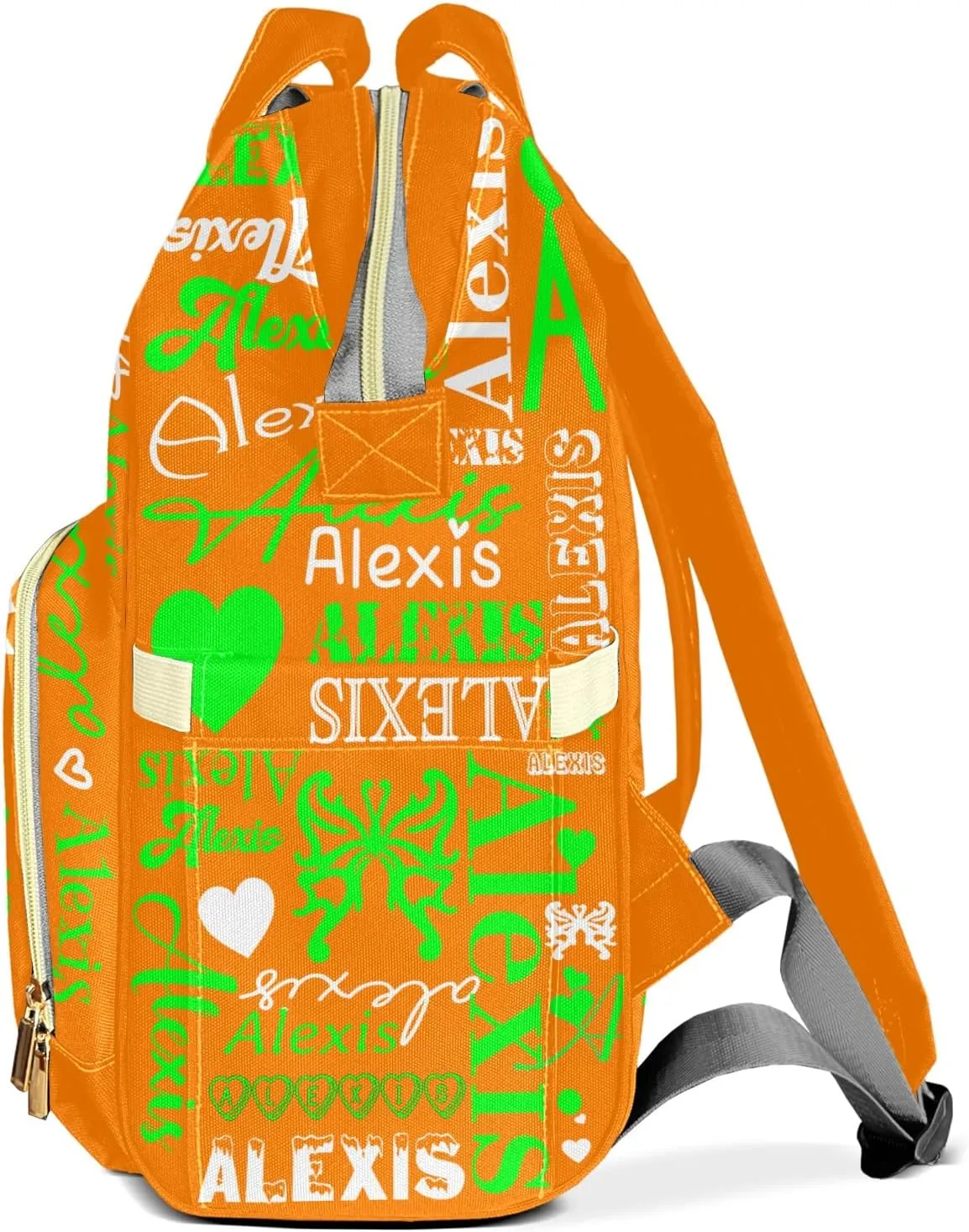 Orange Green Mummy Bag Custom with Name Tote Bag Personalized Diaper Bag Backpacks Gift