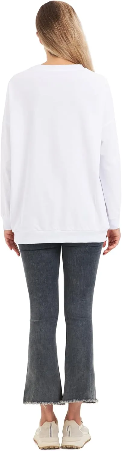 Owekoalfl Women's Oversized USA Graphic Sweatshirt Sweater - Crewneck Long Sleeve Casual Pullover Top