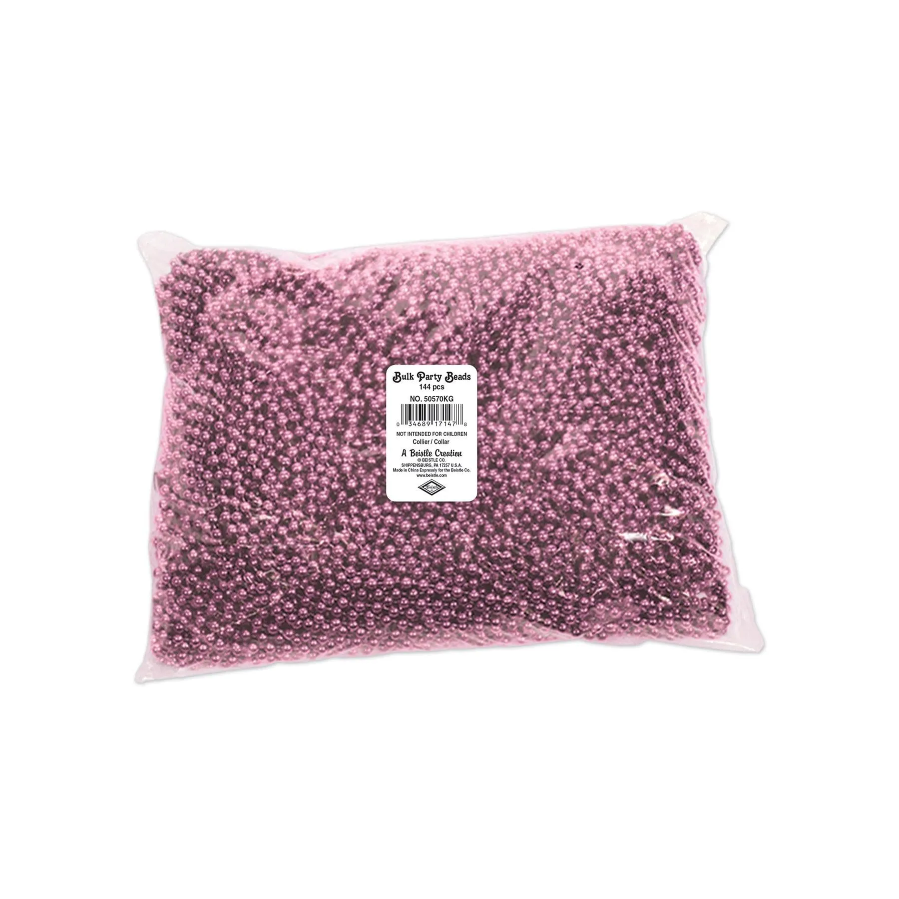 Party Bead Necklaces - Small Round - pink