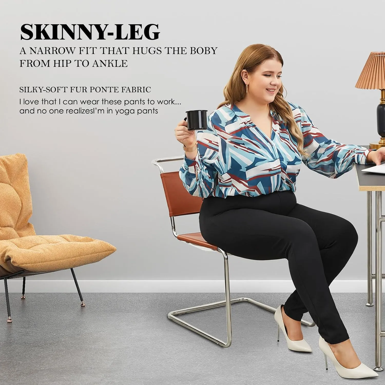Plus Size Women's Skinny-Leg Dress Pants - High Waisted Slacks for Business Casual,Work Clothes for Office