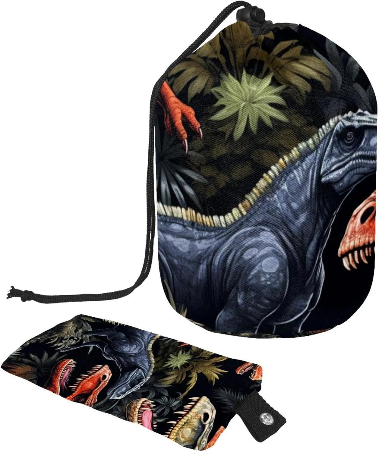 Pop Art Cool Dinosaur World Travel Cosmetic Bags Makeup Bag for Women, Foldable Drawstring Travel Cosmetic Bags, Portable Toiletry Bucket Bag