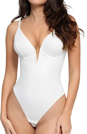 Popilush Bodysuits for Women Thong Tummy Control Shapewear Deep V Neck Tank Tops Backless Body Suits for Women