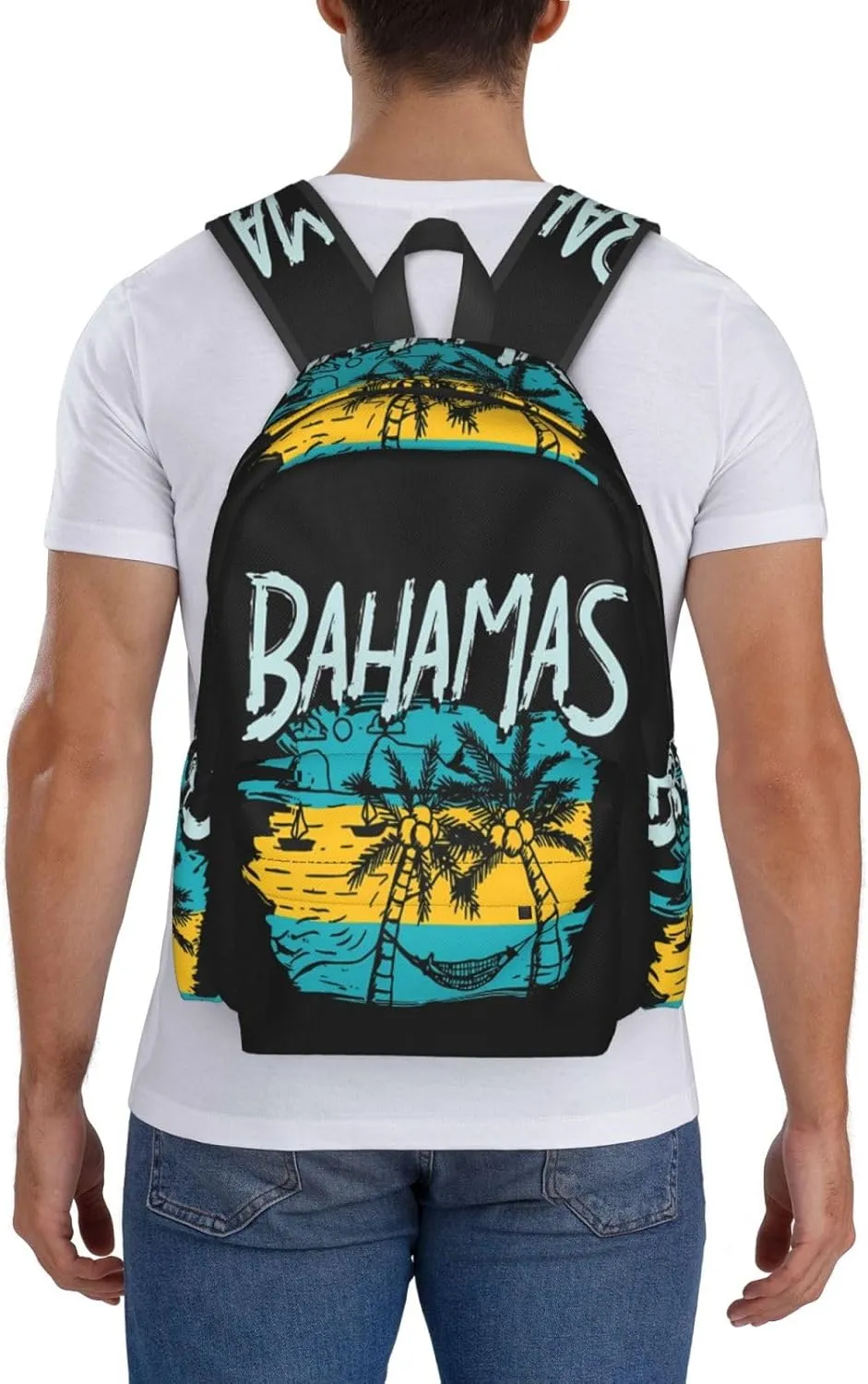Proud Bahamas Bahamians Flag Laptop Commuter Backpack Shoulder Bag Casual Back Pack Daypack Bags With Side Pockets For Work Travel Daily Use
