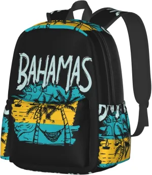 Proud Bahamas Bahamians Flag Laptop Commuter Backpack Shoulder Bag Casual Back Pack Daypack Bags With Side Pockets For Work Travel Daily Use