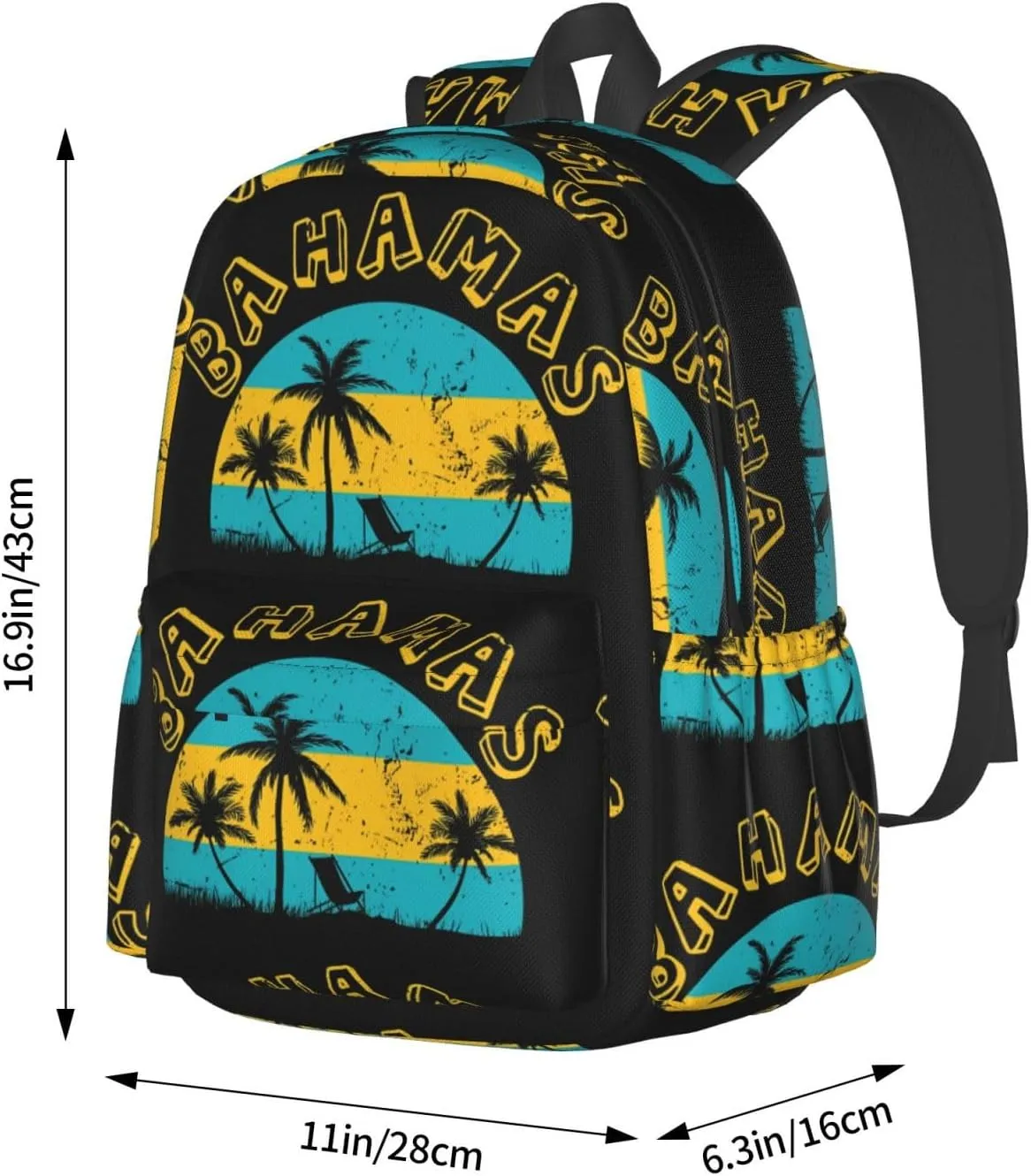 Proud Bahamas Bahamians Flag Laptop Commuter Backpack Shoulder Bag Casual Back Pack Daypack Bags With Side Pockets For Work Travel Daily Use