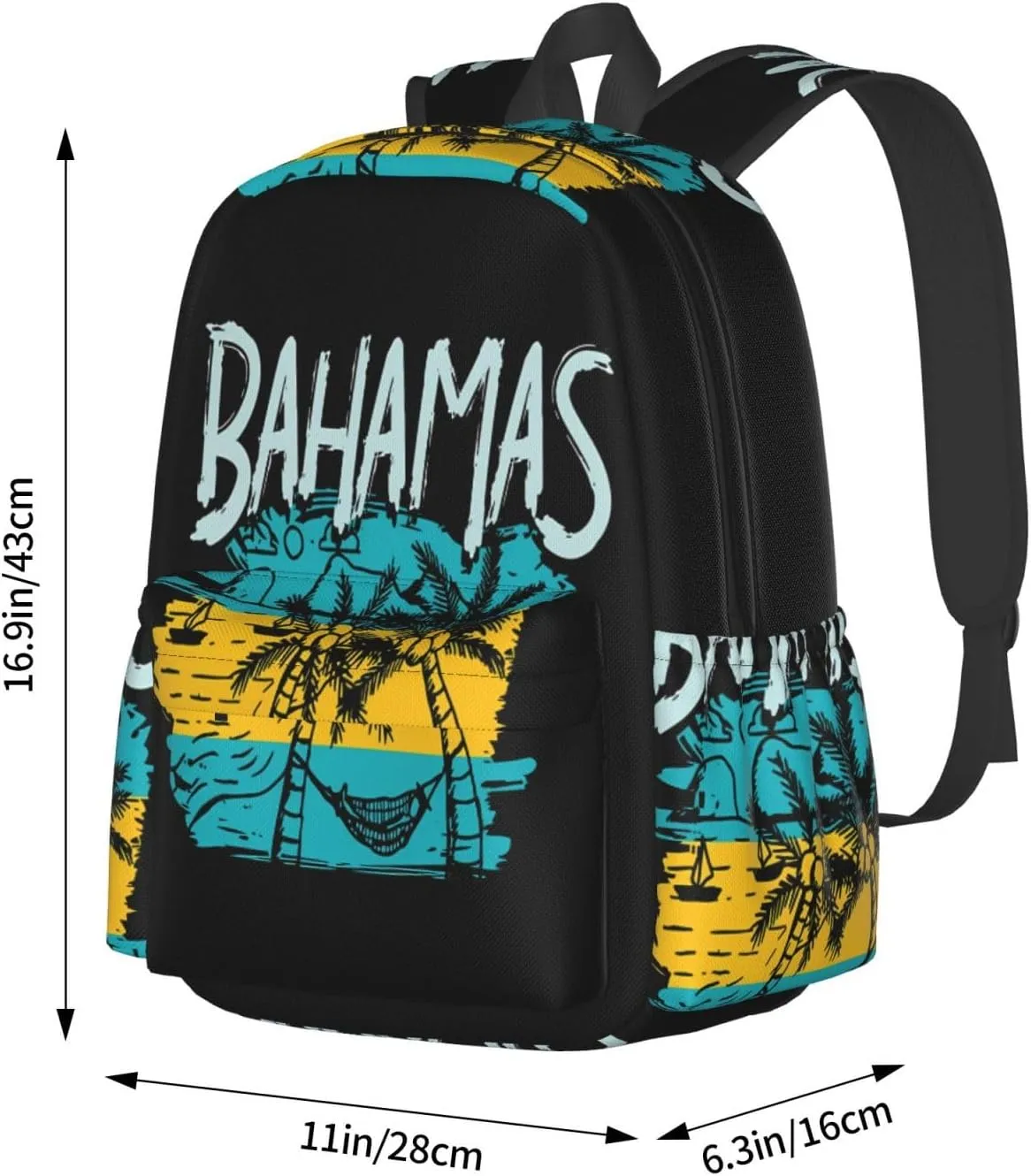Proud Bahamas Bahamians Flag Laptop Commuter Backpack Shoulder Bag Casual Back Pack Daypack Bags With Side Pockets For Work Travel Daily Use