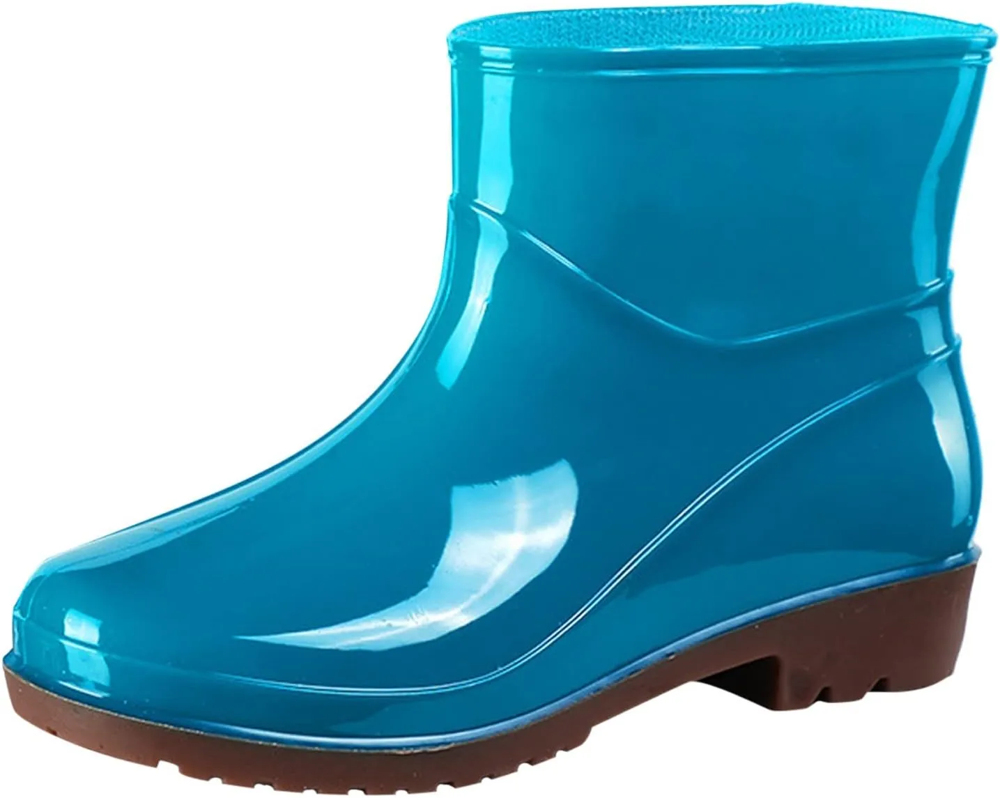 Rain Boots for Women Waterproof Mid Calf Boots Booties Short Rubber Chunky Heel Anti-Slip Sole Outdoor Garden Platform