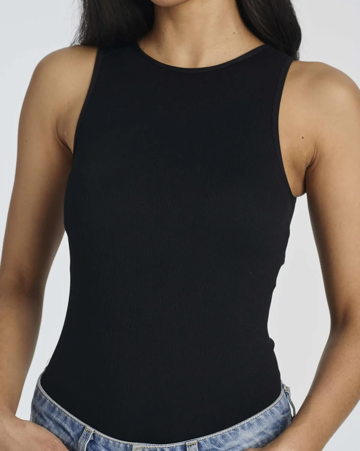 Real Essentials 3 Pack: Womens Ribbed Sleeveless Bodysuit Racerback Halter High Neck Tank Tops Sexy Outfit