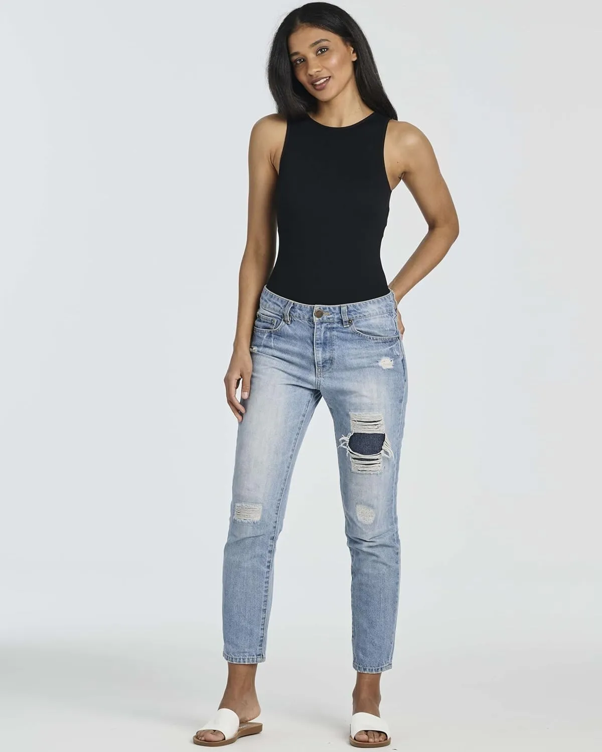 Real Essentials 3 Pack: Womens Ribbed Sleeveless Bodysuit Racerback Halter High Neck Tank Tops Sexy Outfit
