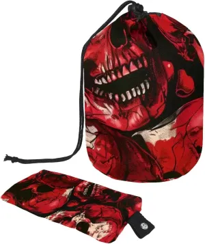 Red Skull Print 37 Travel Cosmetic Bags Makeup Bag for Women, Foldable Drawstring Travel Cosmetic Bags, Portable Toiletry Bucket Bag