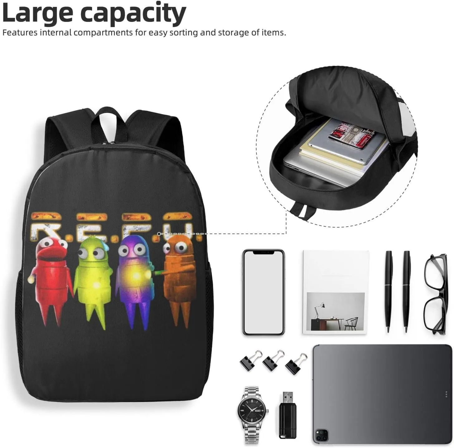 Repo Robot Game Backpack Lightweight Large Capacity Laptop Backpack Travel Backpacks For Unisex 17in