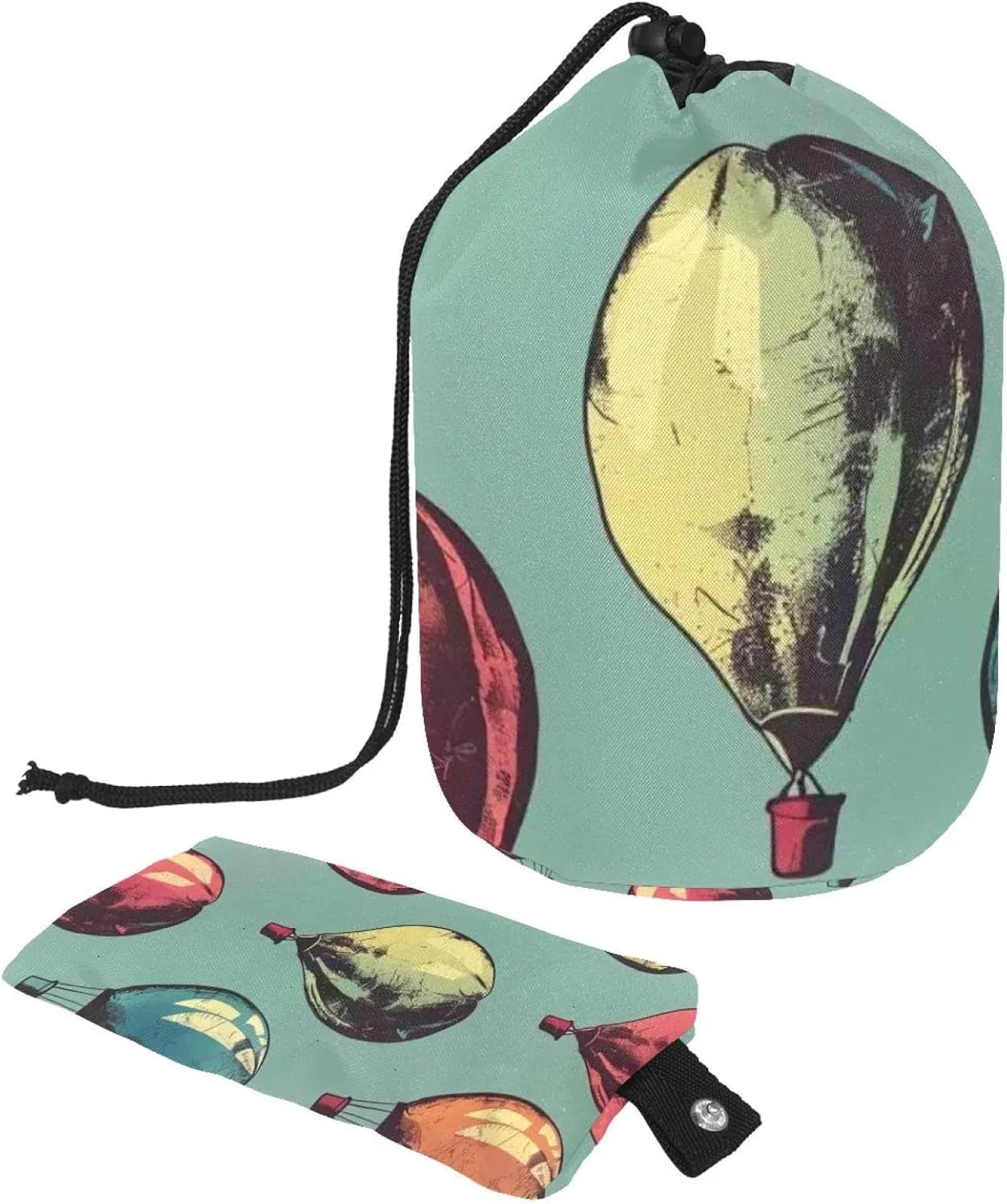 Retro Colorful Balloons 53 Travel Cosmetic Bags Makeup Bag for Women, Foldable Drawstring Travel Cosmetic Bags, Portable Toiletry Bucket Bag
