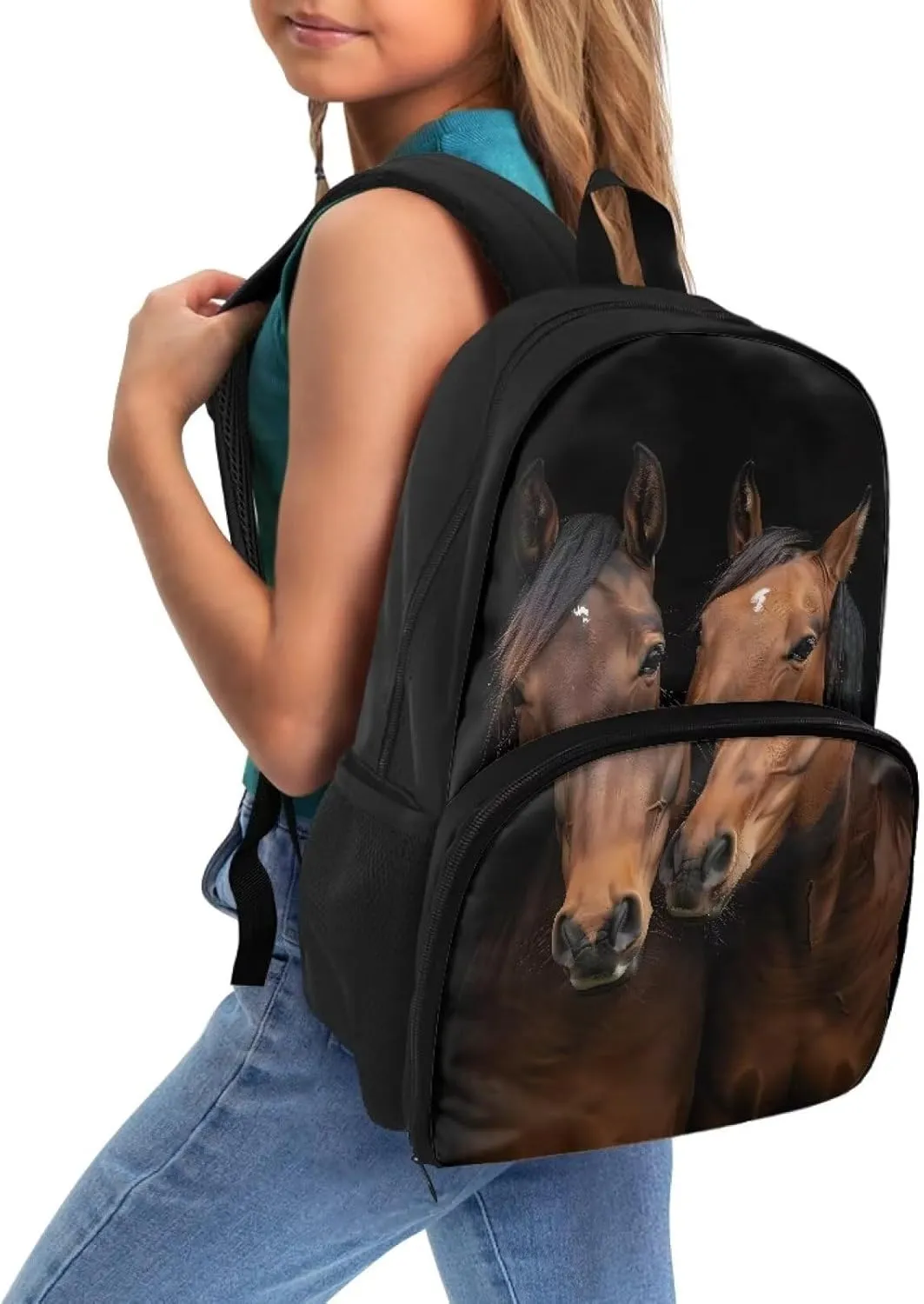 Rnyleeg Insulated Cooler Backpack Lunch Backpack for Kids Boys 16.9 Inch Backpack with Lunch Box Set Laptop Backpack Bookbag School Backpack Travel Daypack Brown Horse