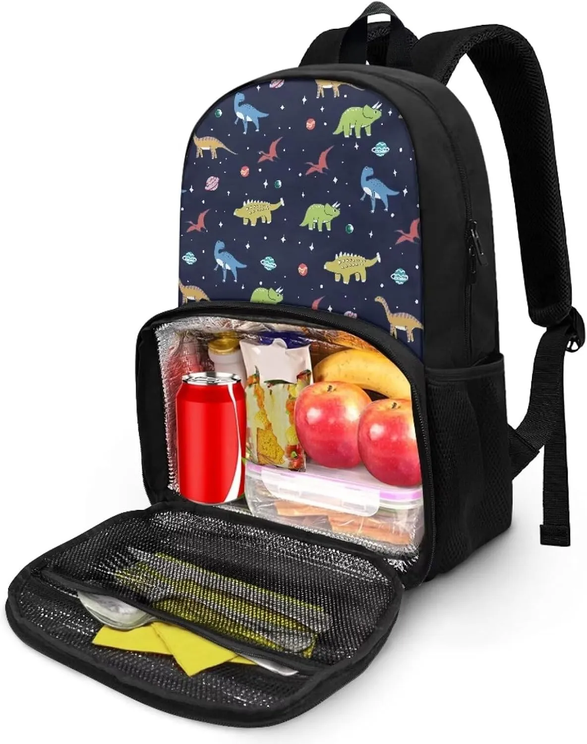 Rnyleeg Insulated Cooler Backpack Lunch Box Laptop Backpack School Backpack Lunch Box Book Bag Casual Daypack Kids School Bags for Boys Kids Cartoon Dinosaur Pattern