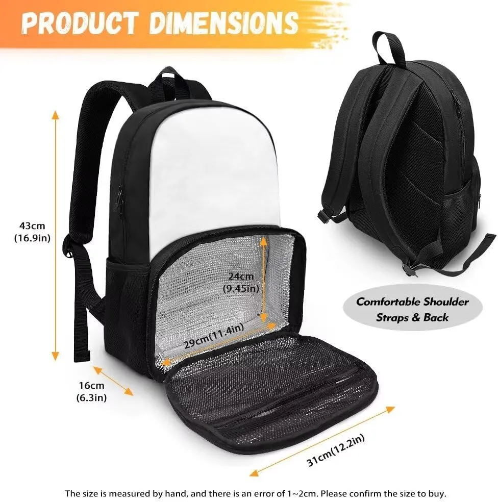 Rnyleeg Lunch Backpack for Girls, Insulated Cooler Laptop Backpacks Primary School Bags Large Capacity Schoolbag for Travelling Camping Picnic Hiking Blue Butterfly