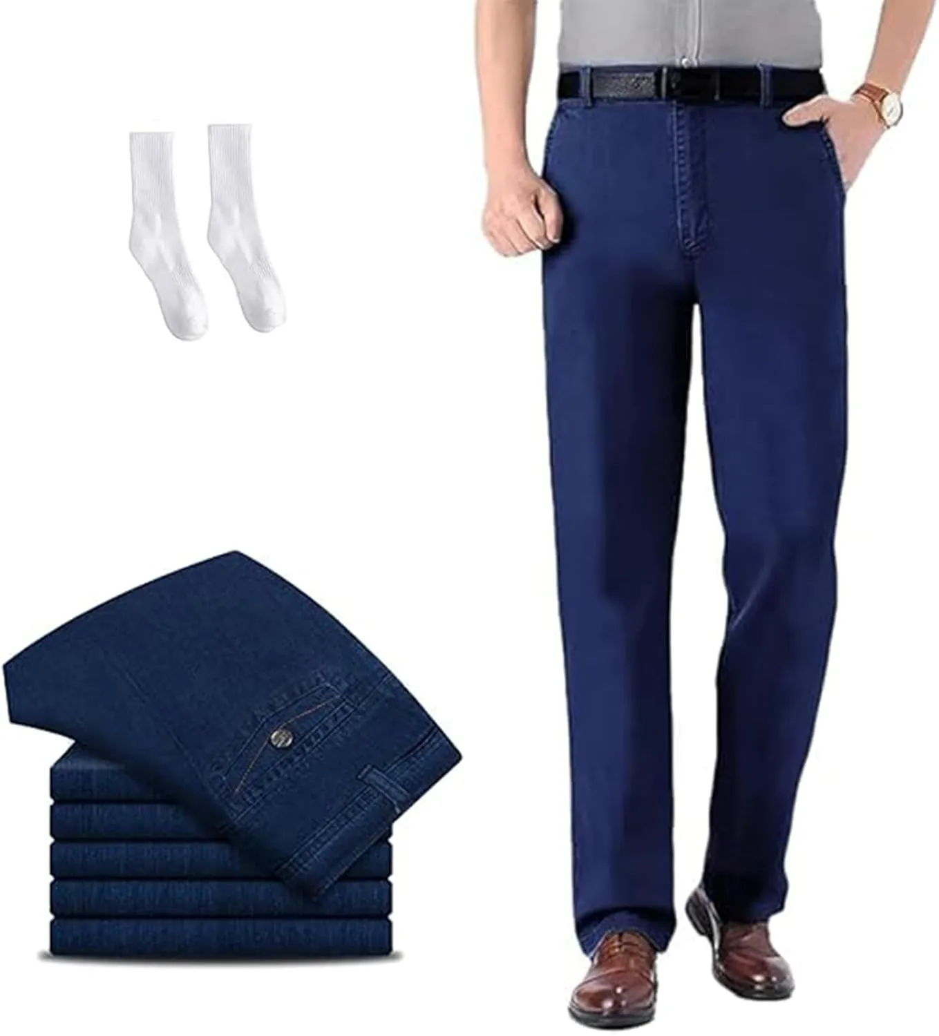Senistyle Jeans for Men, JettJeans3 - Men's Classic Straight Fit Stretch Jeans for Older Men