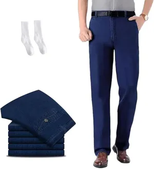Senistyle Jeans for Men, JettJeans3 - Men's Classic Straight Fit Stretch Jeans for Older Men