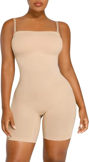 SHAPELLX Strapless Slip for Women Under Dress Full Slips Tummy Control Camisole (Beige, XL-XXL)