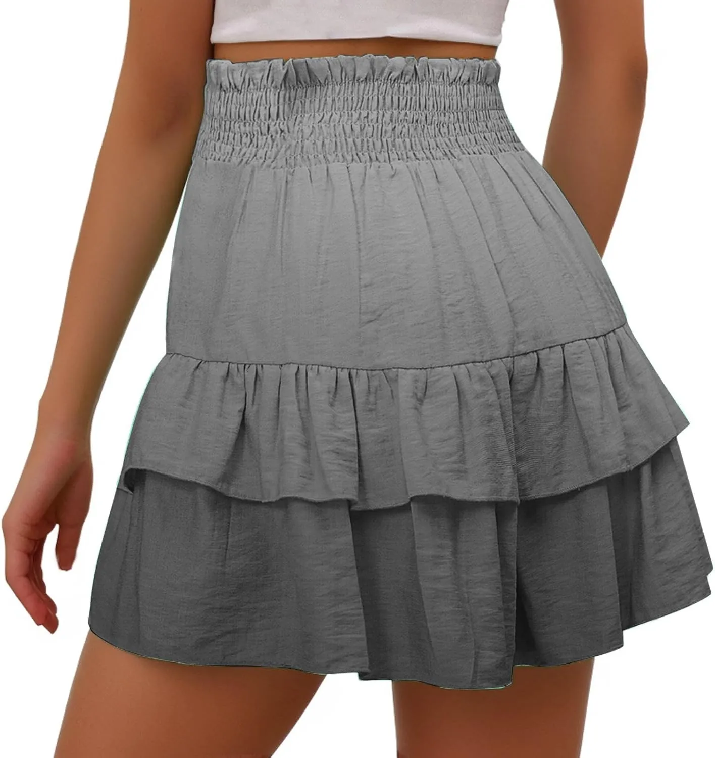 Shorts for Women Trendy Summer High Waisted Ruffle Tiered Skirt Skorts Dressy Casual Cute Flowy Beach Vacation Shorts