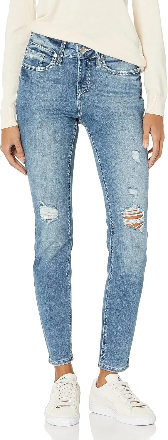 Silver Jeans Co. Women's Suki Mid Rise Curvy Fit Skinny Jeans