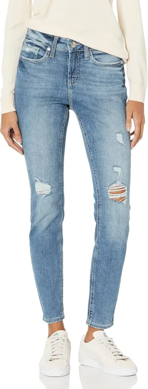Silver Jeans Co. Women's Suki Mid Rise Curvy Fit Skinny Jeans