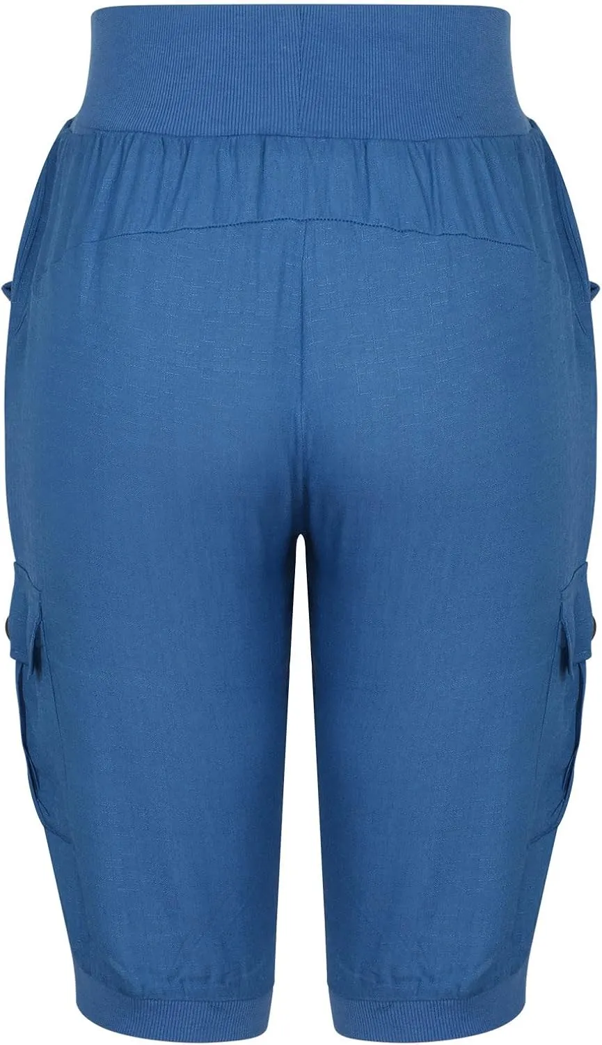 SMIDOW Capri Pants for Women Dressy Casual Drawstring Elastic High Waist Cotton Linen Trousers Active Running Sweatpants