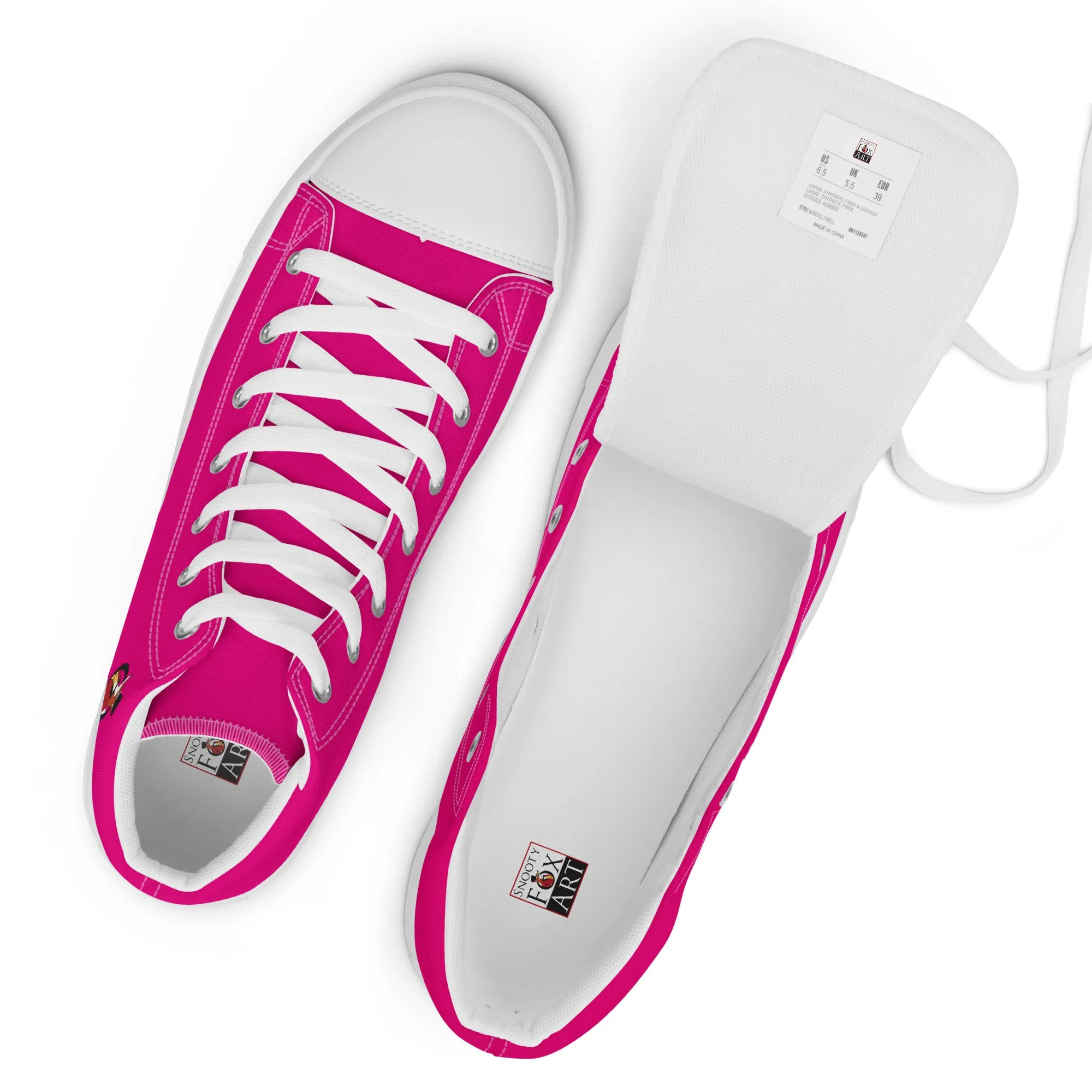 Snooty Fox Art Women’s High Top Canvas Shoes - Mexico Pink