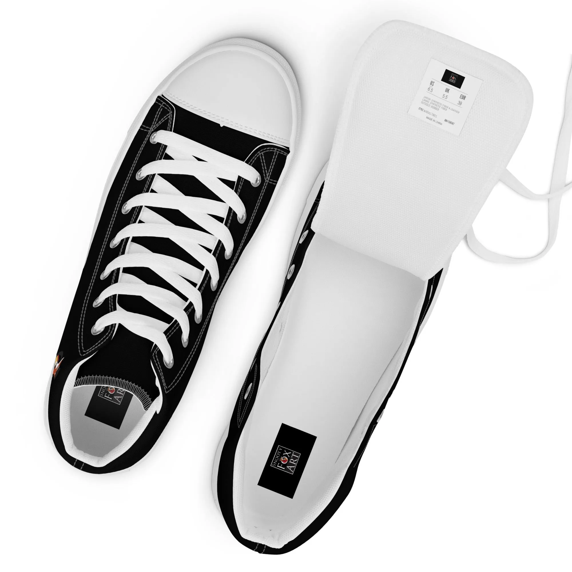 Snooty Fox Art Women’s High Top Canvas Shoes - Snooty Fox Logo Black