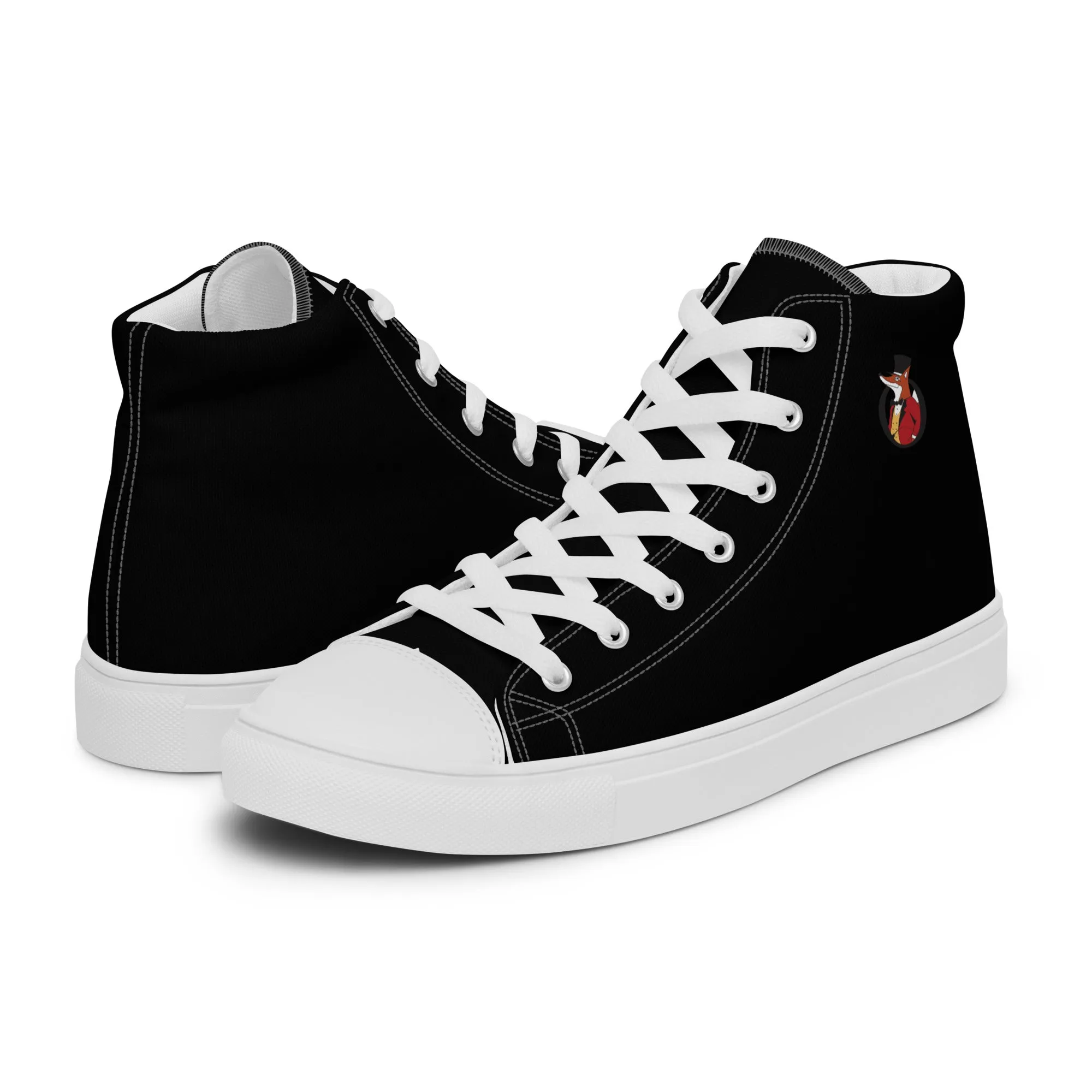 Snooty Fox Art Women’s High Top Canvas Shoes - Snooty Fox Logo Black