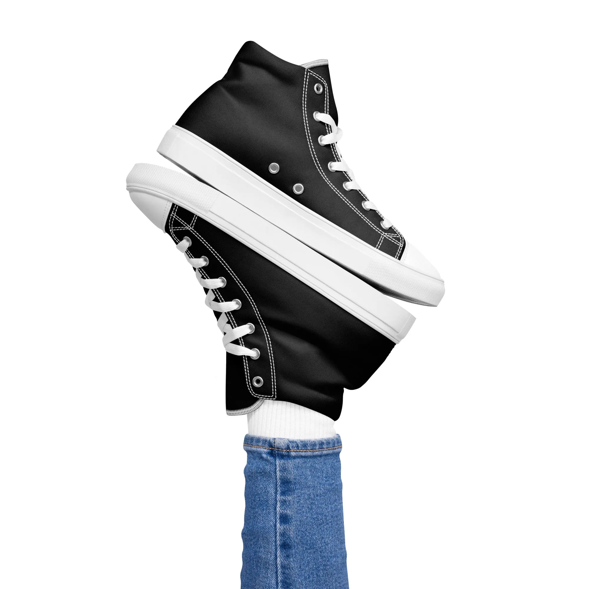 Snooty Fox Art Women’s High Top Canvas Shoes - Snooty Fox Logo Black