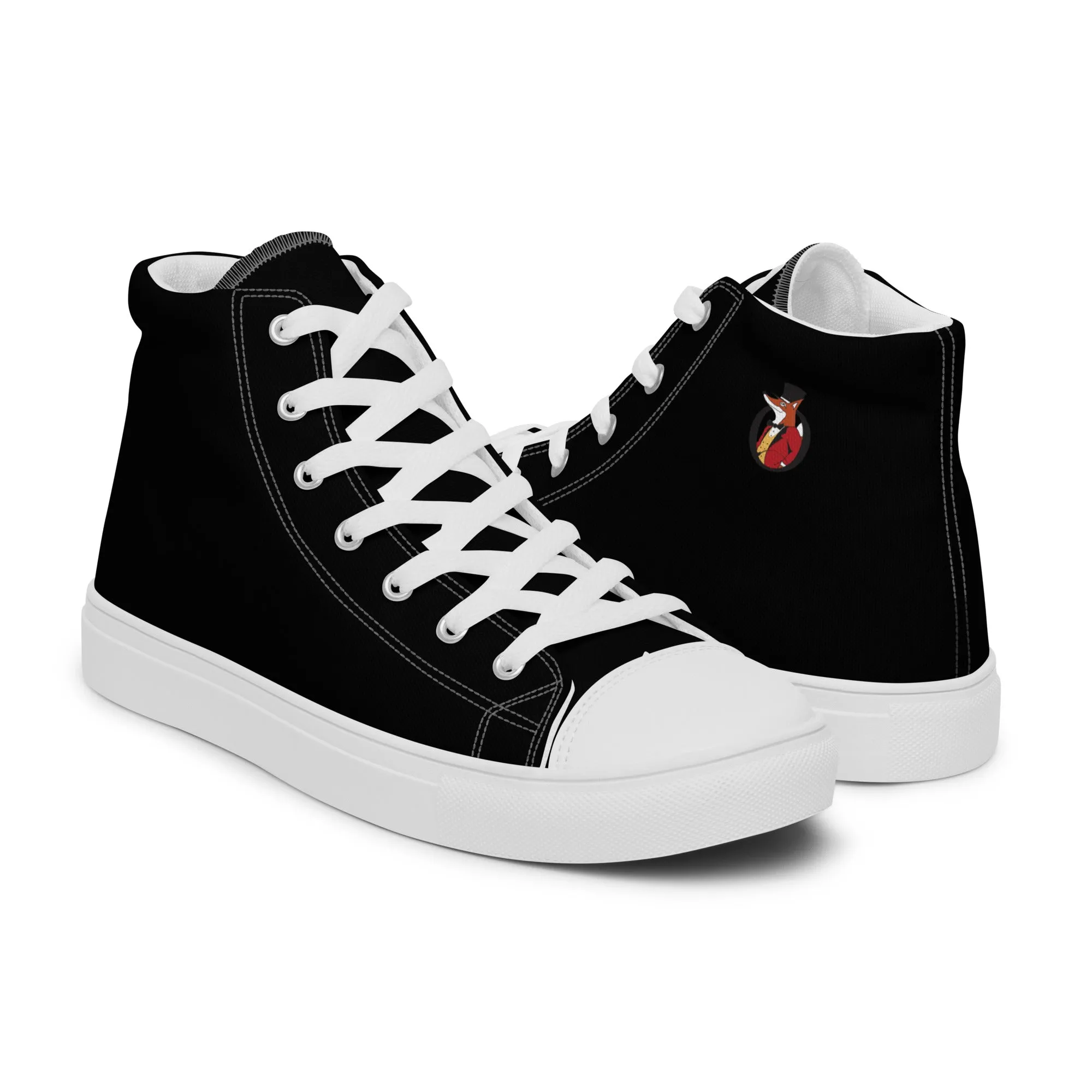Snooty Fox Art Women’s High Top Canvas Shoes - Snooty Fox Logo Black