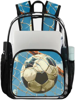 Sport Soccer Heavy Duty Clear Backpack Sport Football Large See Through Backpacks PVC Transparent Backpack Clear Bag for Women Men Security Stadium Work Travel Events Concert
