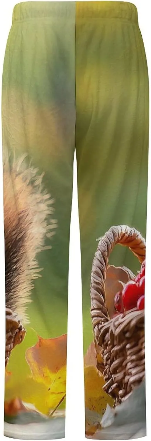 Squirrel Printed Women's Pajama Pants Fleece Warm Pj Bottoms Sleepwear Lounge Pants Loungewear