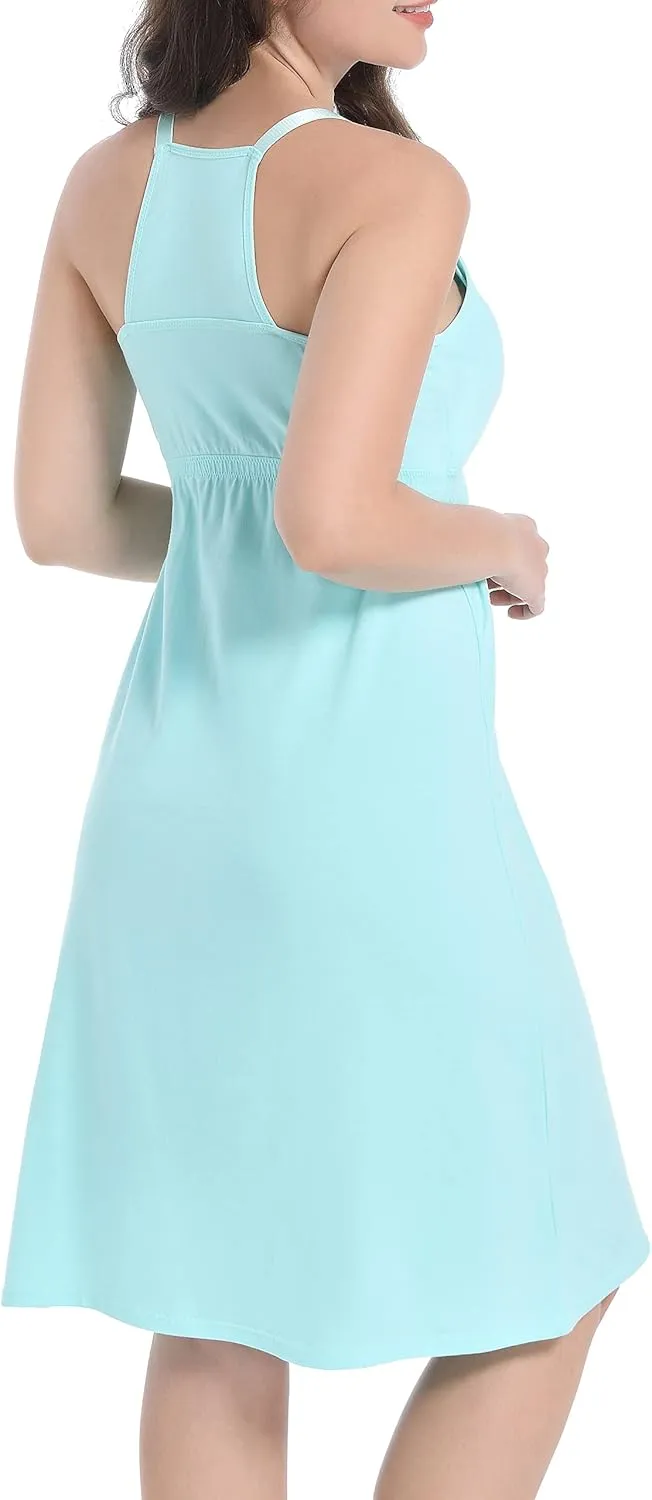 SUIEK 3-Pack Maternity Nursing Nightgown Cotton Breastfeeding Dress Pregnancy Tank Tops Sleepwear
