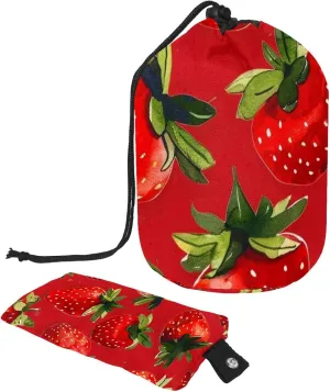 Summer Strawberries Pattern Red Travel Cosmetic Bags Makeup Bag for Women, Foldable Drawstring Travel Cosmetic Bags, Portable Toiletry Bucket Bag